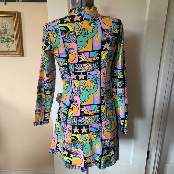 Nooworks Tonya Dress in Dreyfus Print Sz M Multicolor Art Teacher Maximalist - Picture 4 of 6